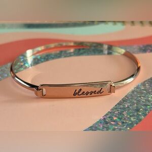 Gold 'Blessed' Bangle Bracelet
